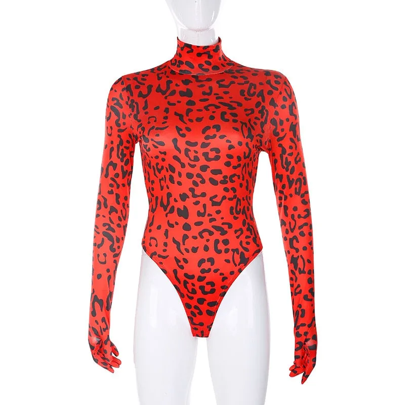 Leopard Print Gloved Bodysuit