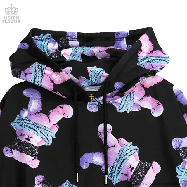 Listen Flavor Purple Bear Rope Pullover Hoodie