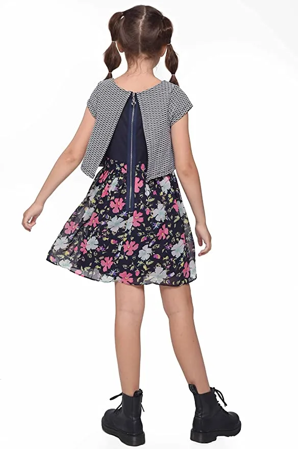 Little I Big Girls Abstract Watercolor Floral Dress