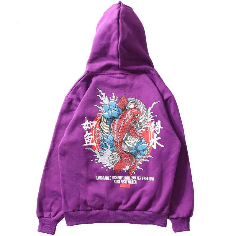 Loose plus fleece pullover Korean style trendy student couple hooded sweatshirt