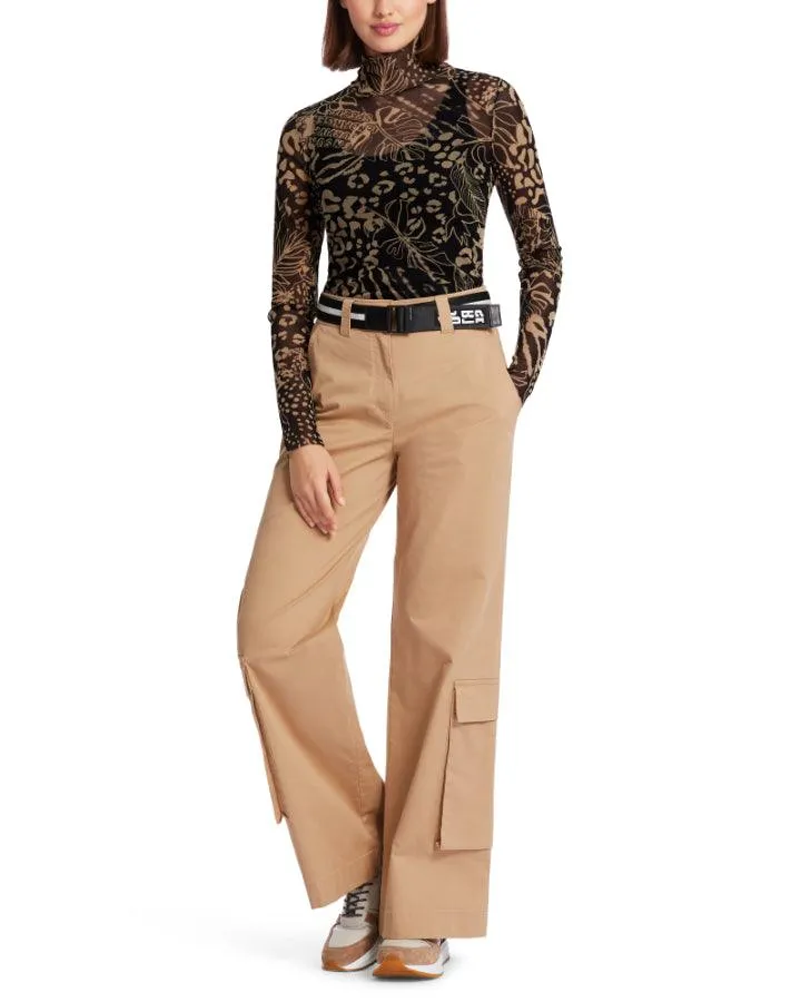 Marc Cain Animal Crossing Print Mesh Turtleneck