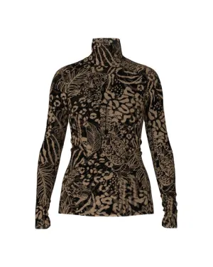 Marc Cain Animal Crossing Print Mesh Turtleneck