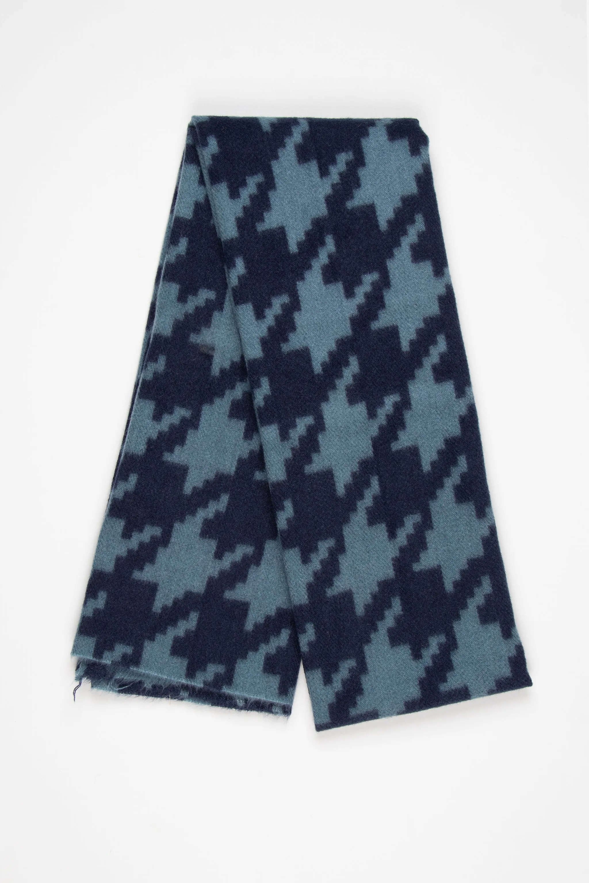 Melanie Midweight Scarf - Blue, Large Houndstooth