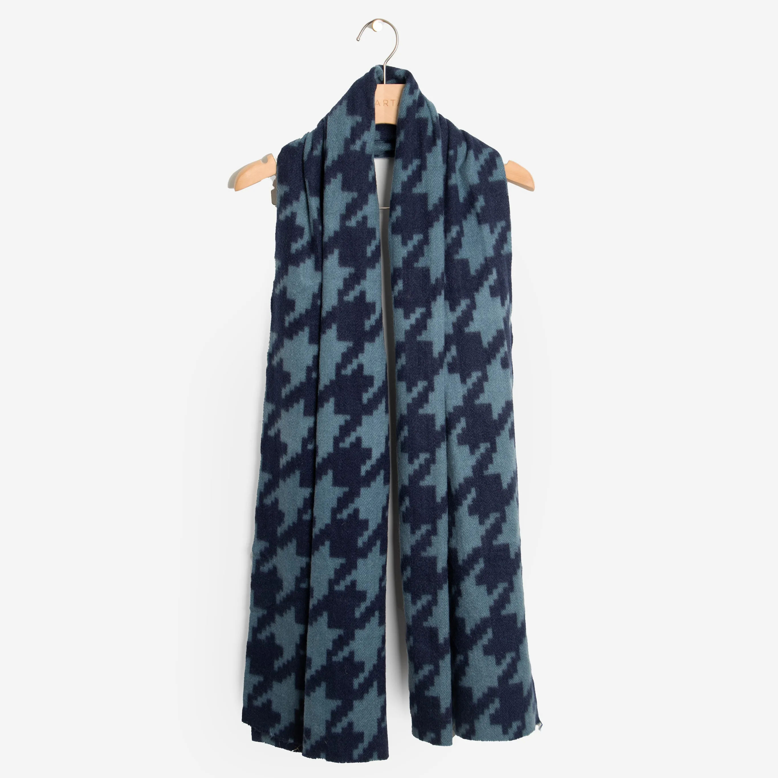 Melanie Midweight Scarf - Blue, Large Houndstooth