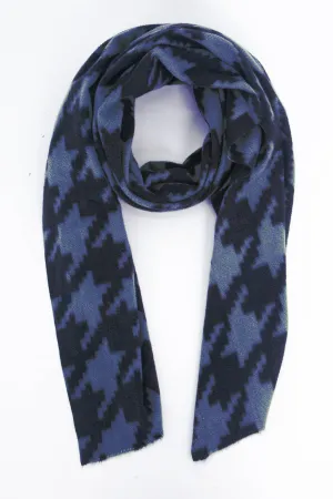 Melanie Midweight Scarf - Blue, Large Houndstooth