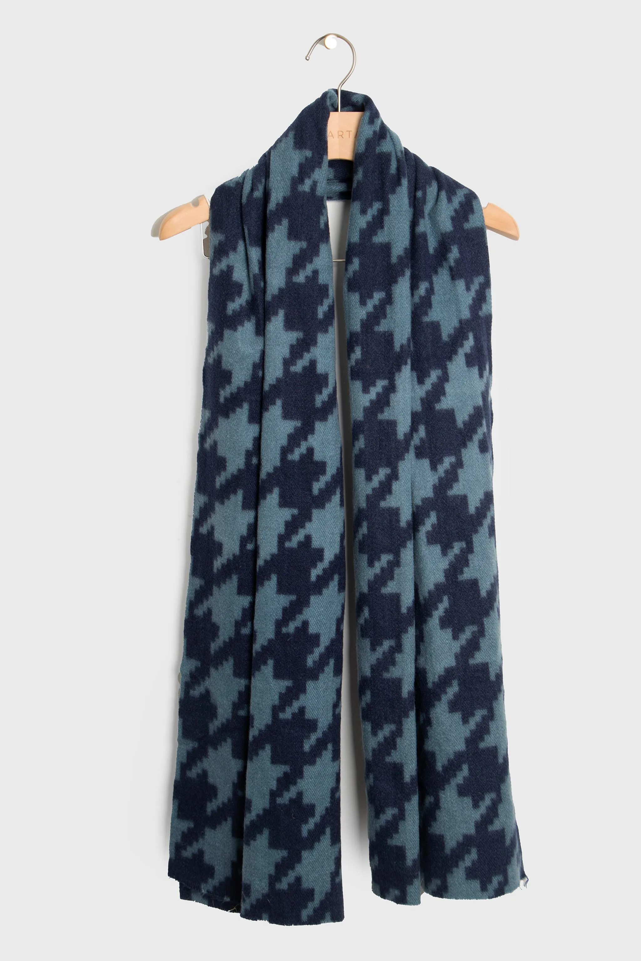 Melanie Midweight Scarf - Blue, Large Houndstooth