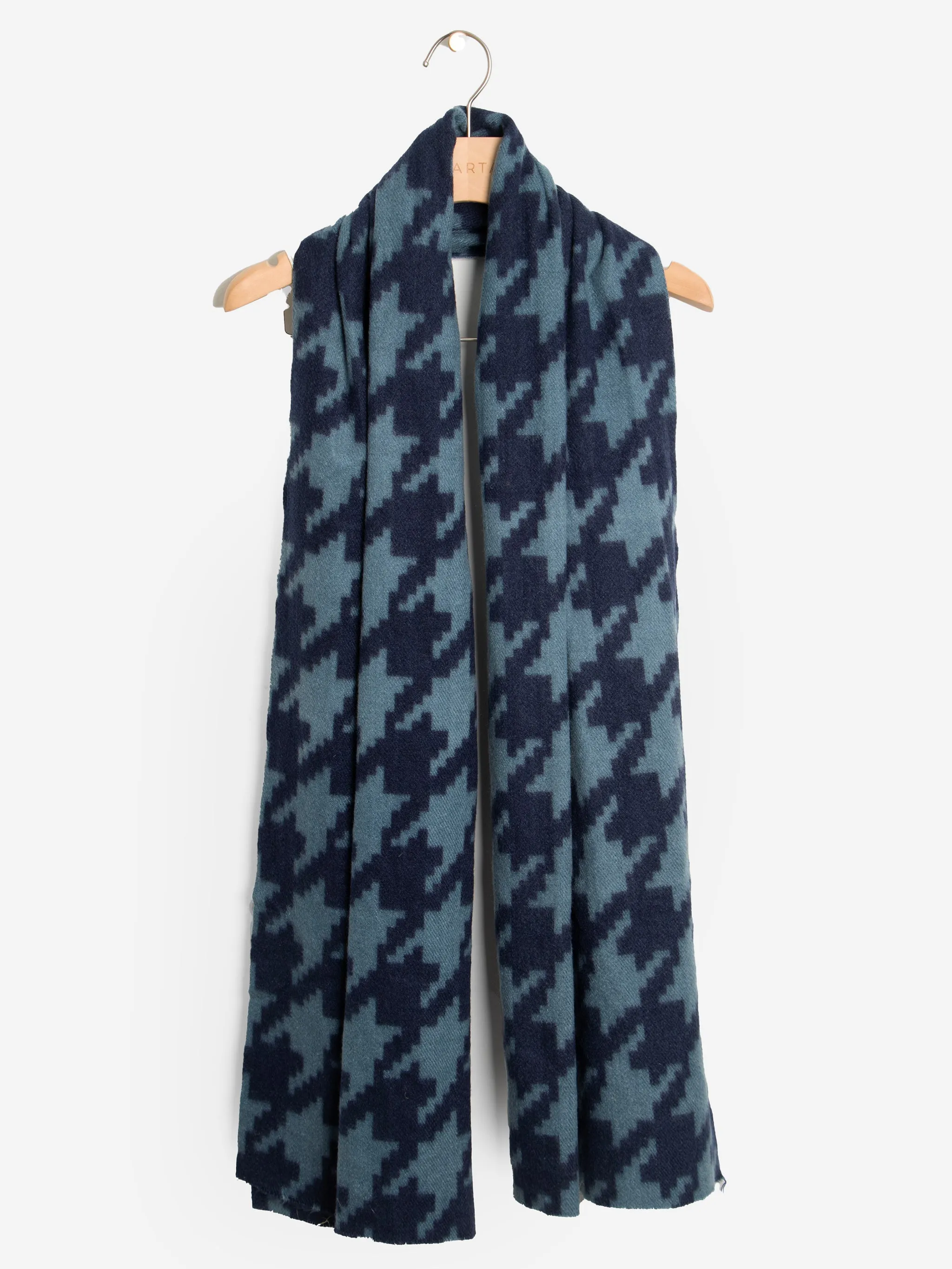 Melanie Midweight Scarf - Blue, Large Houndstooth