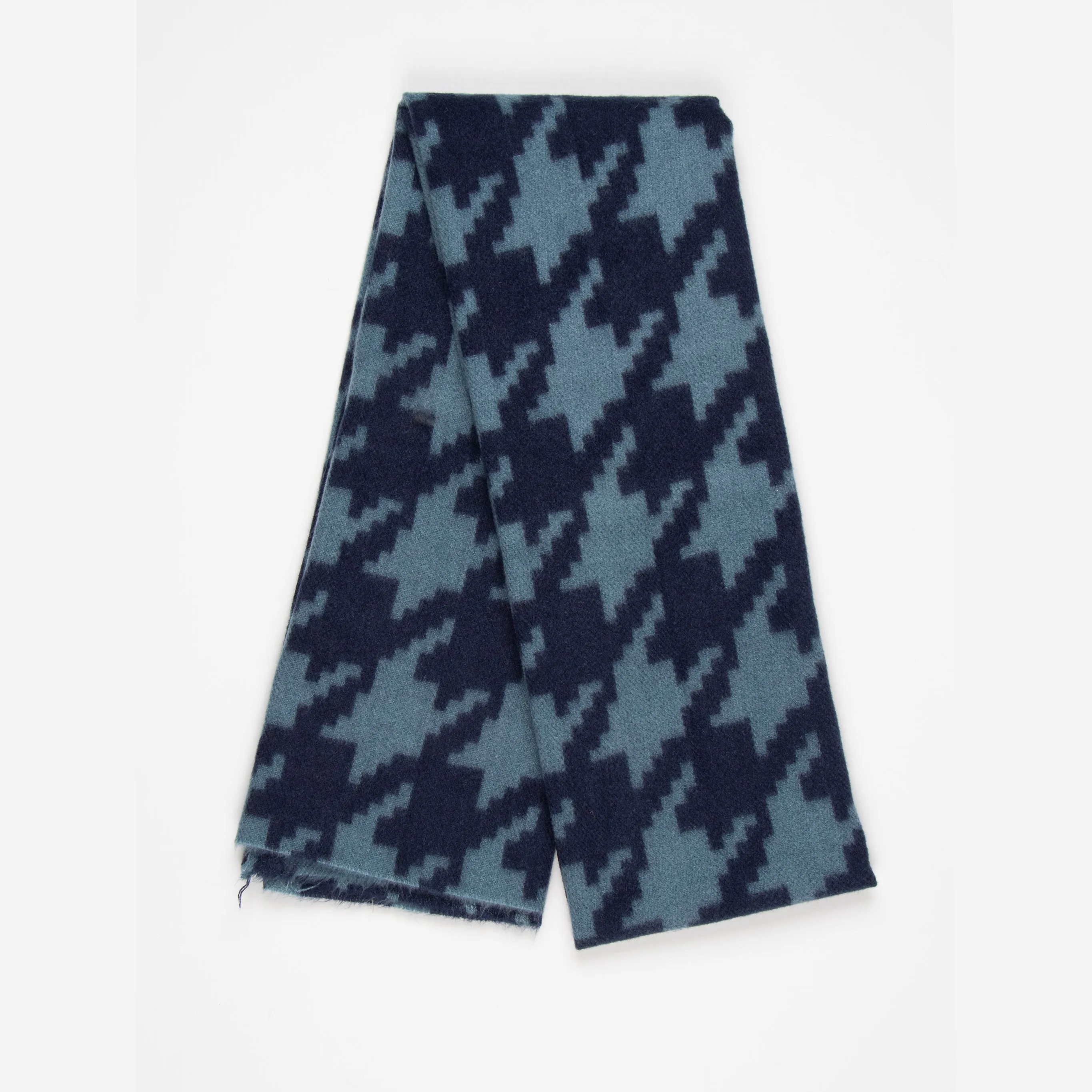 Melanie Midweight Scarf - Blue, Large Houndstooth