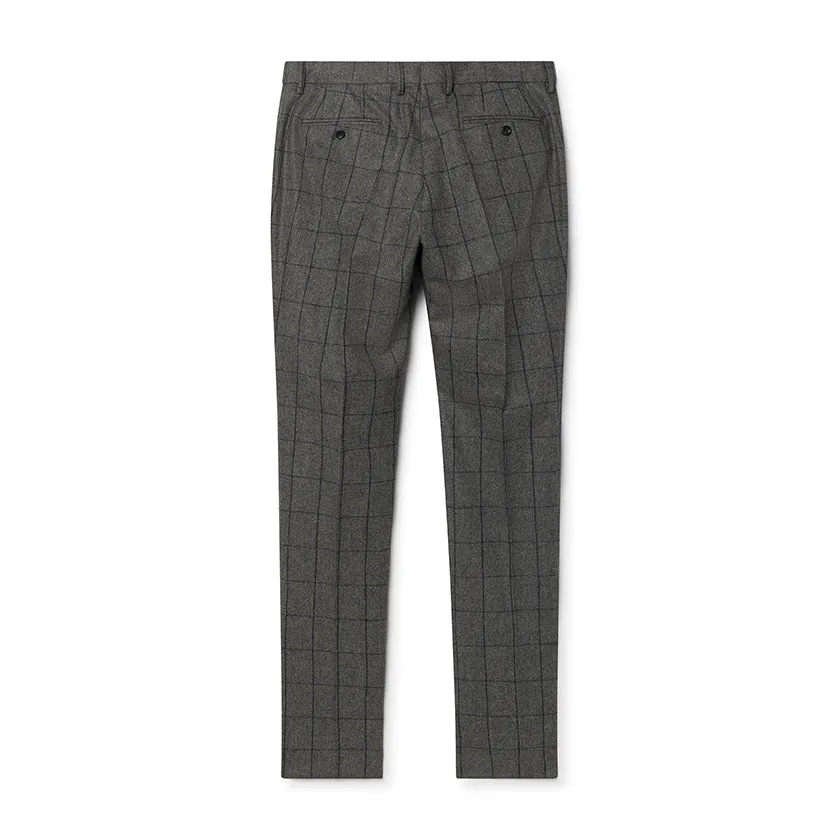 Men's Hackett, Flannel Windowpane Trousers in Grey & Blue