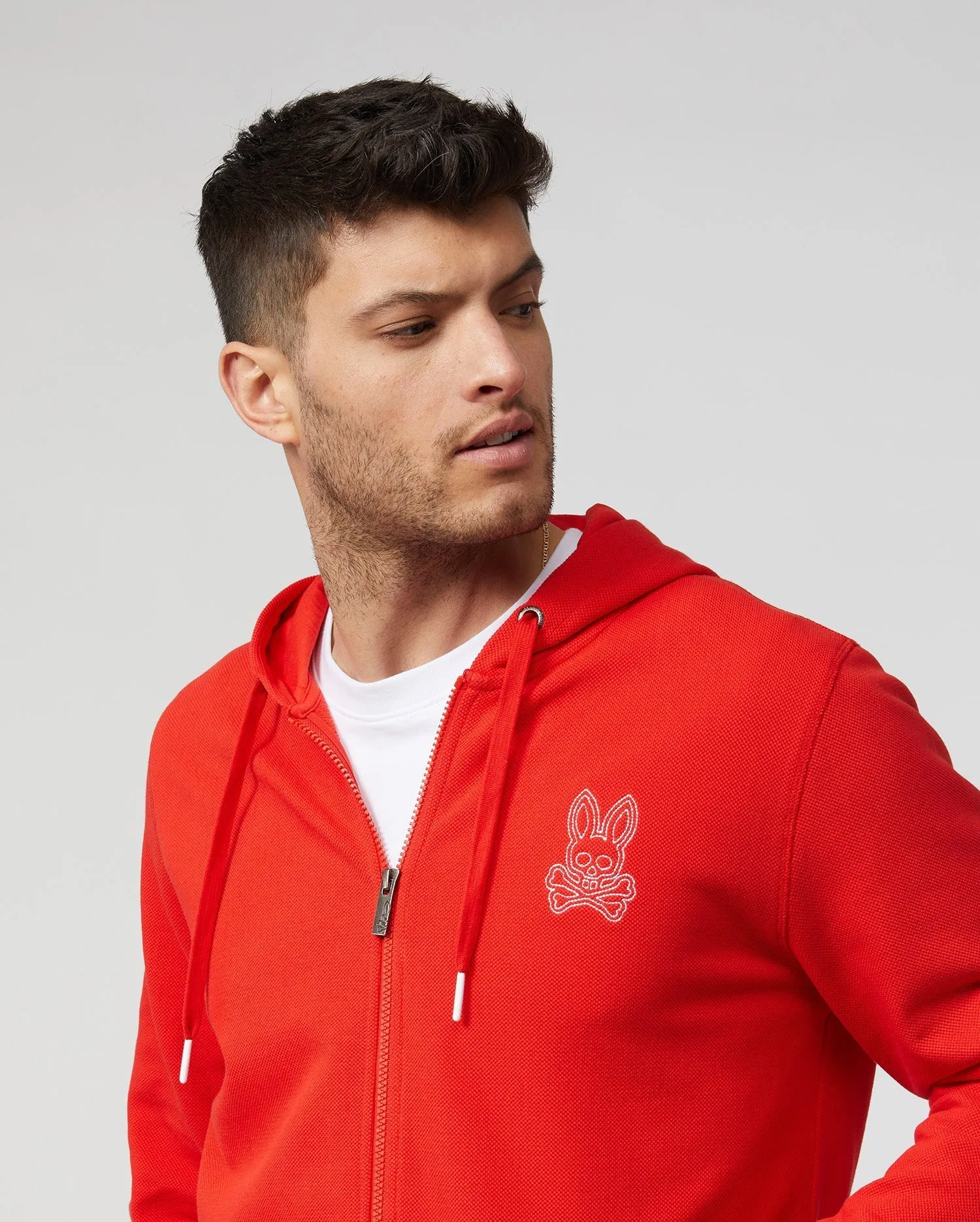 MENS LARKIN FULL ZIP PIQUE HOODIE - B6H510T1FT