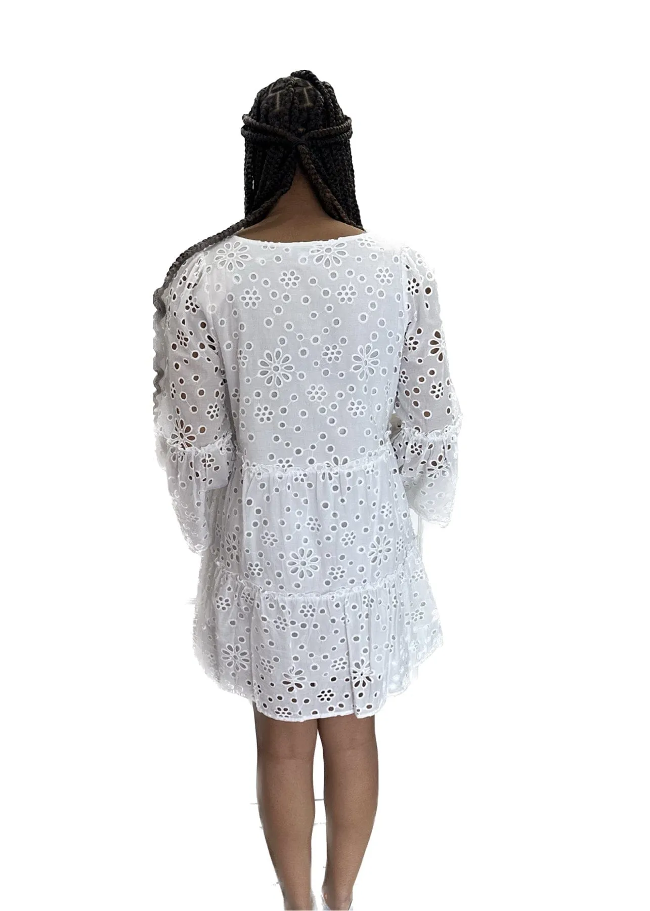 Meredith Eyelet Dress in White