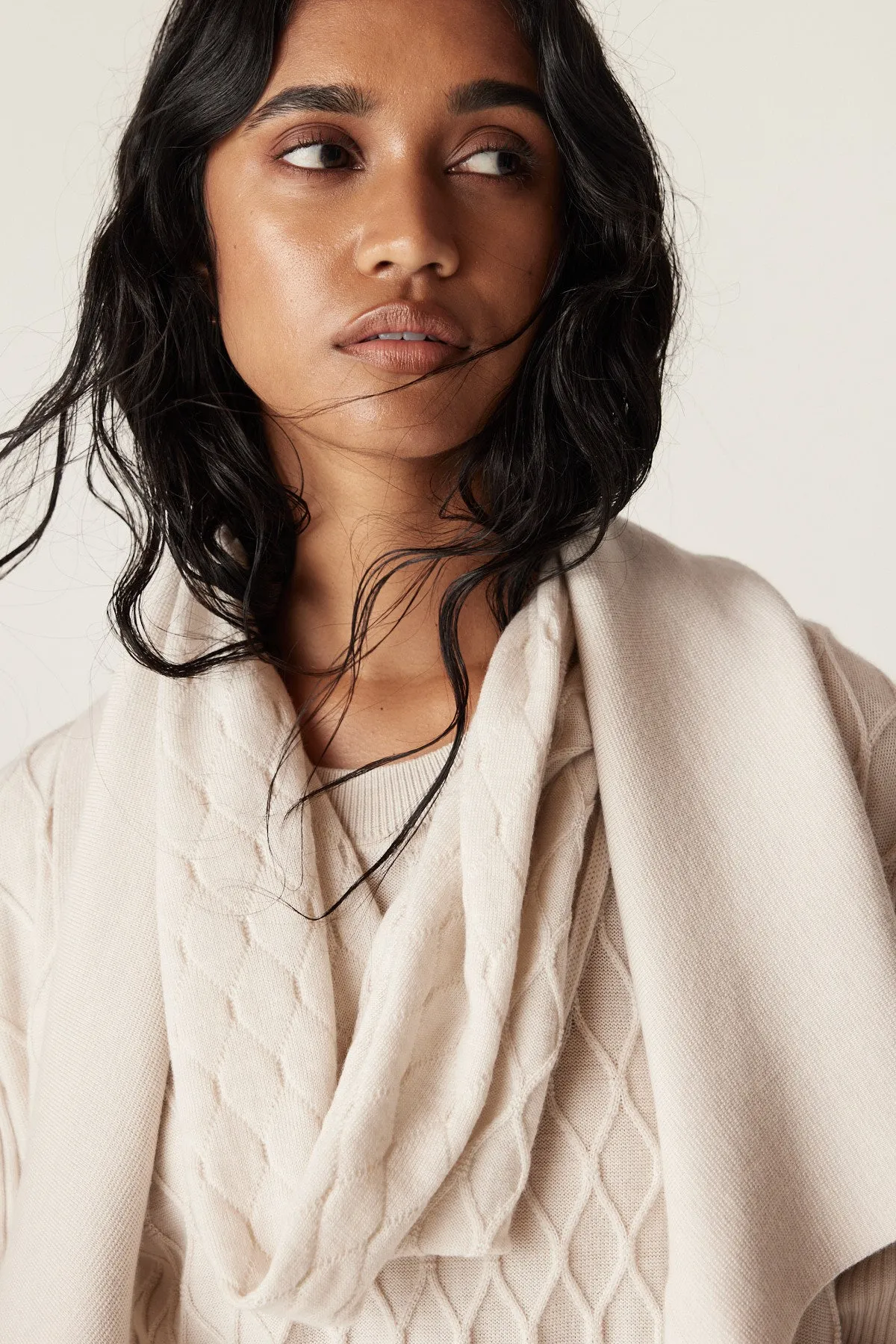 Merino Diamond Snood - Antique White