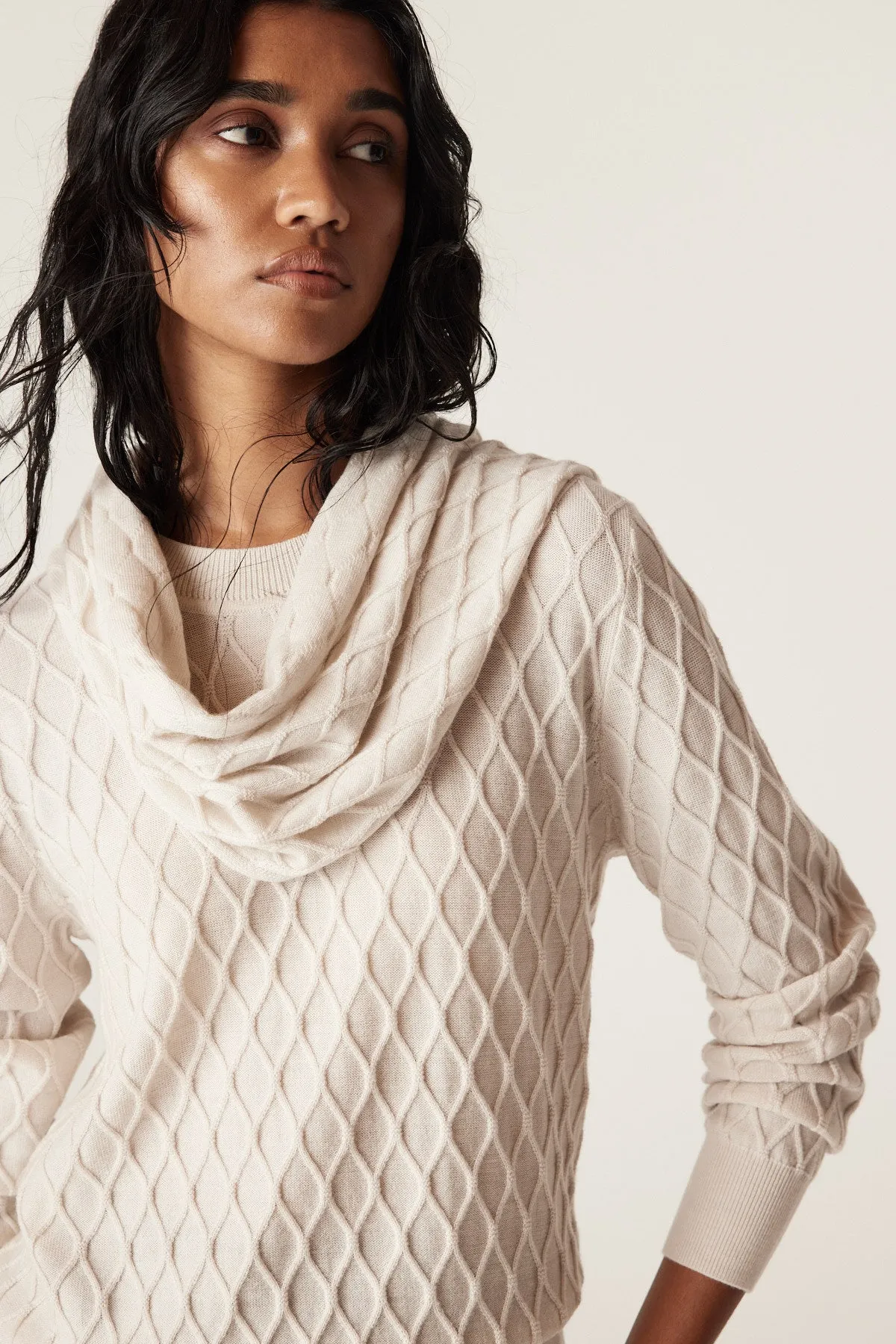 Merino Diamond Snood - Antique White