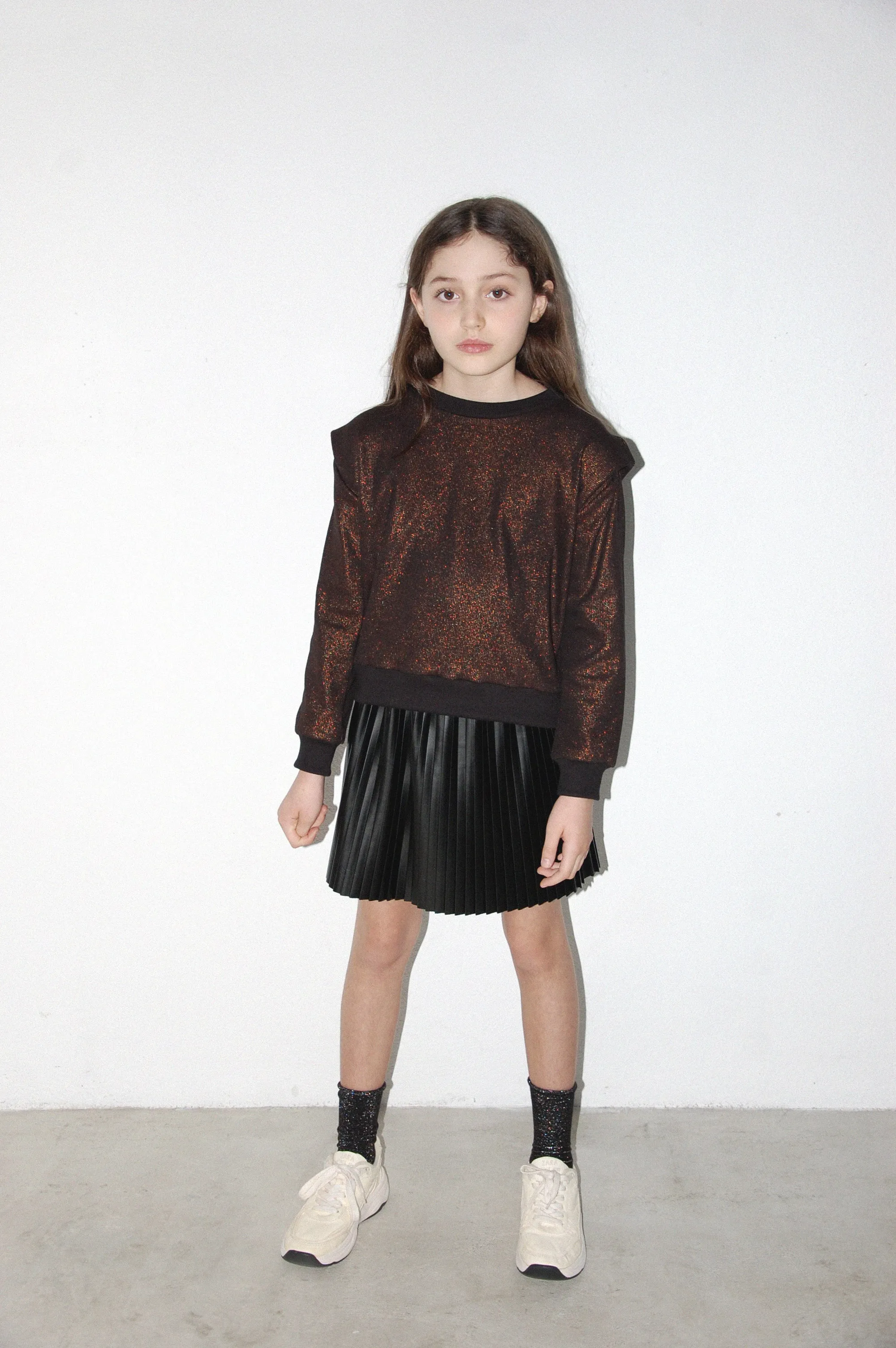 METALLIC RIBBED SWEAT