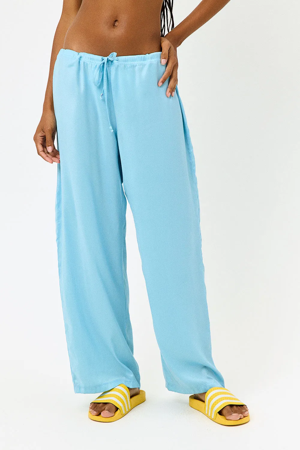 Michelle Low Rise Wide Leg Pants - Baby Blue