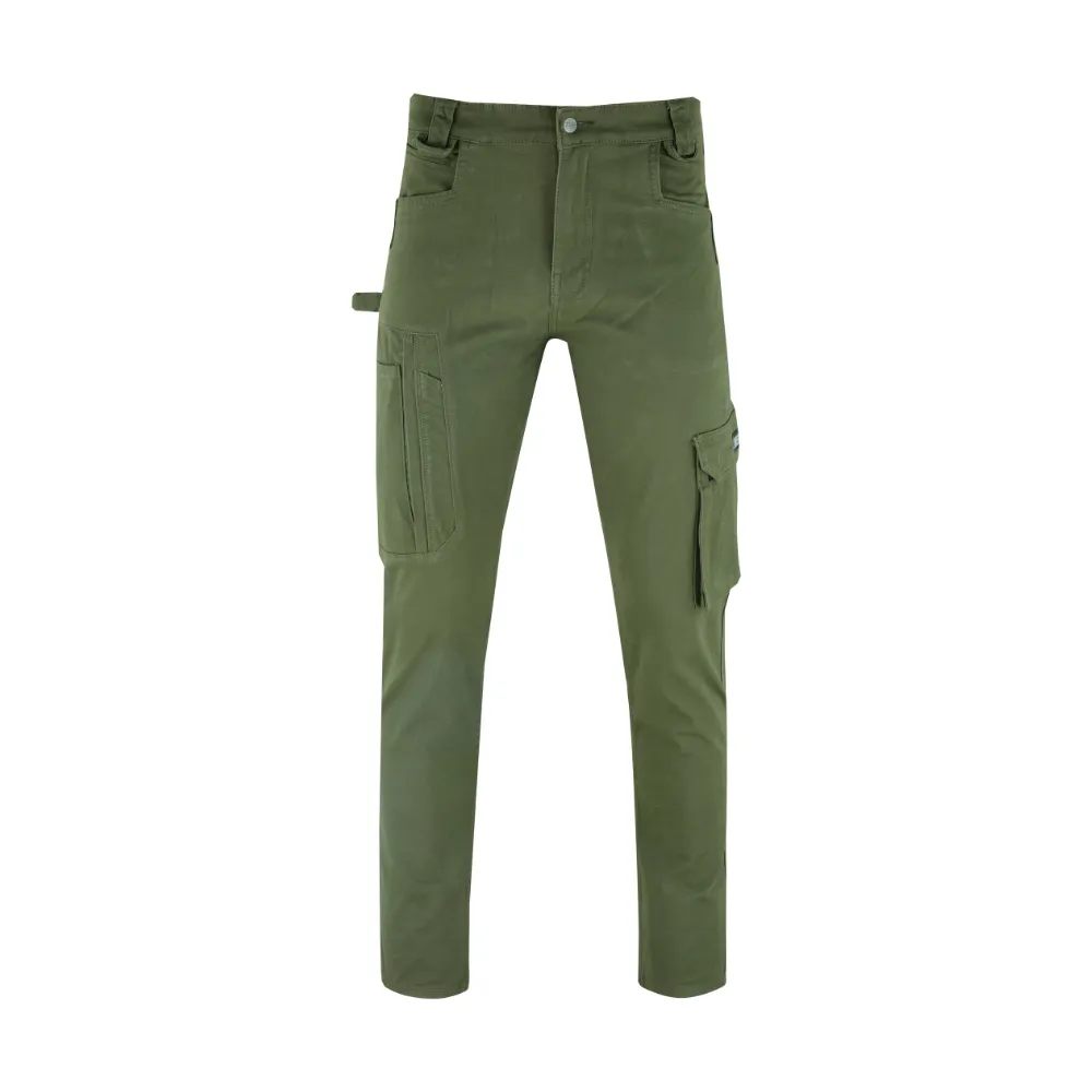 MS9 K1 Olive Mens Cargo Slim Fit Stretch Work Pants