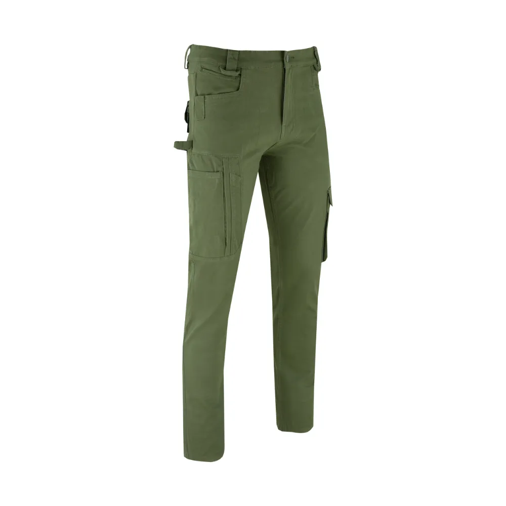 MS9 K1 Olive Mens Cargo Slim Fit Stretch Work Pants