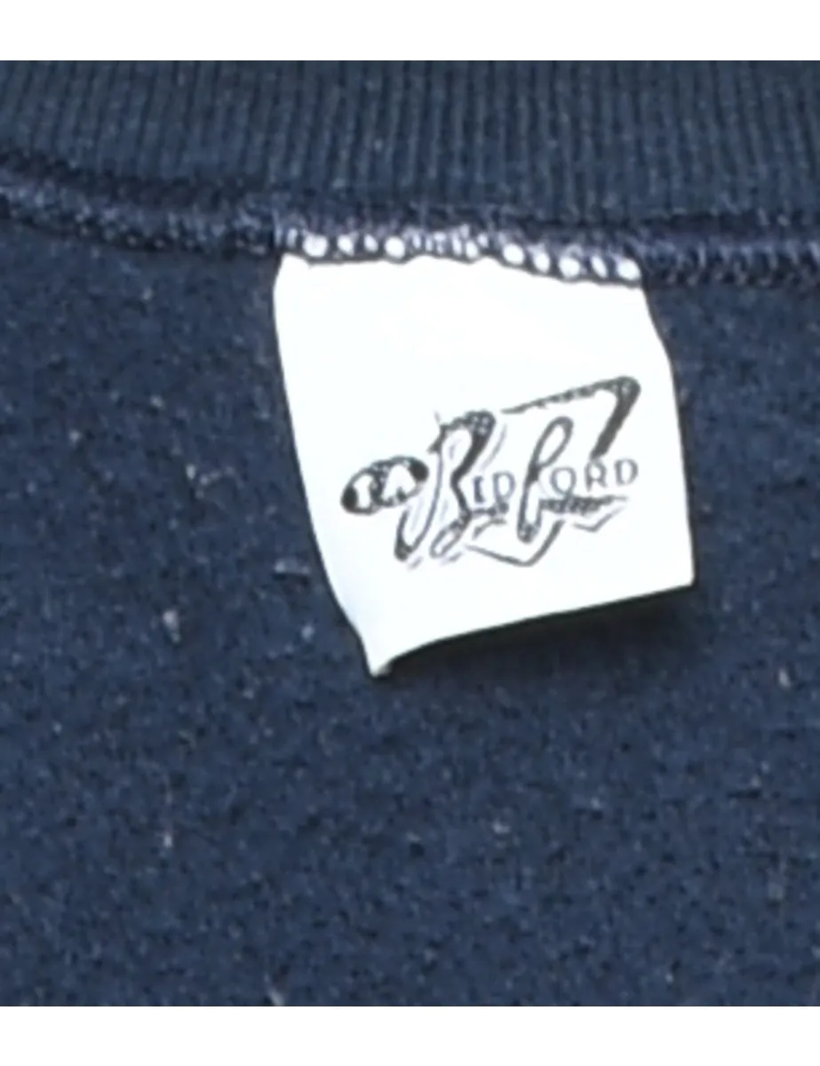 Navy & Yellow Michigan Appliqued & Embroidered Sweatshirt - M