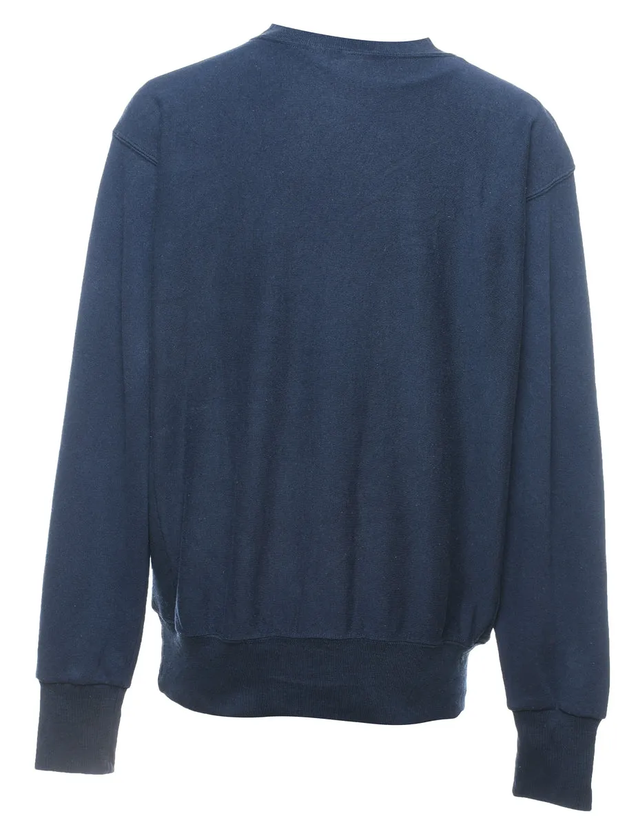 Navy & Yellow Michigan Appliqued & Embroidered Sweatshirt - M
