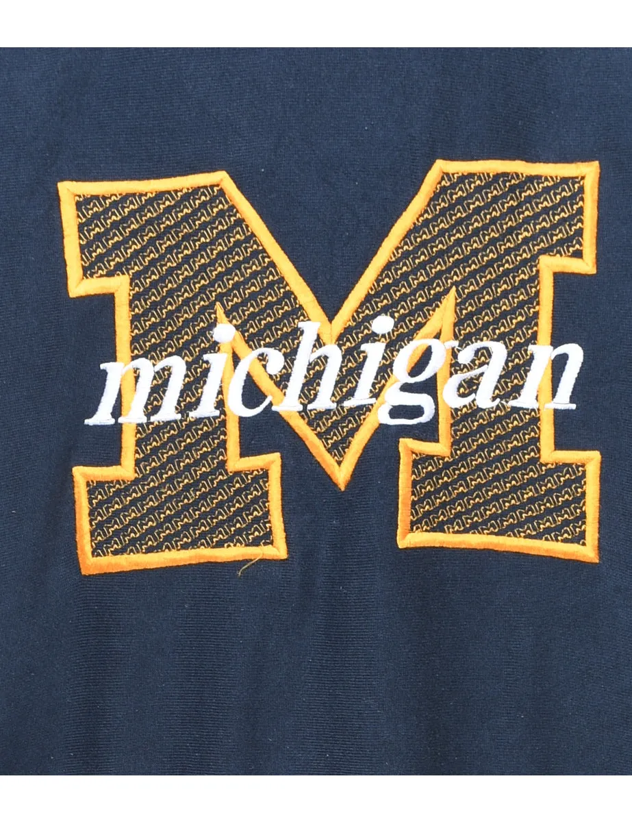 Navy & Yellow Michigan Appliqued & Embroidered Sweatshirt - M