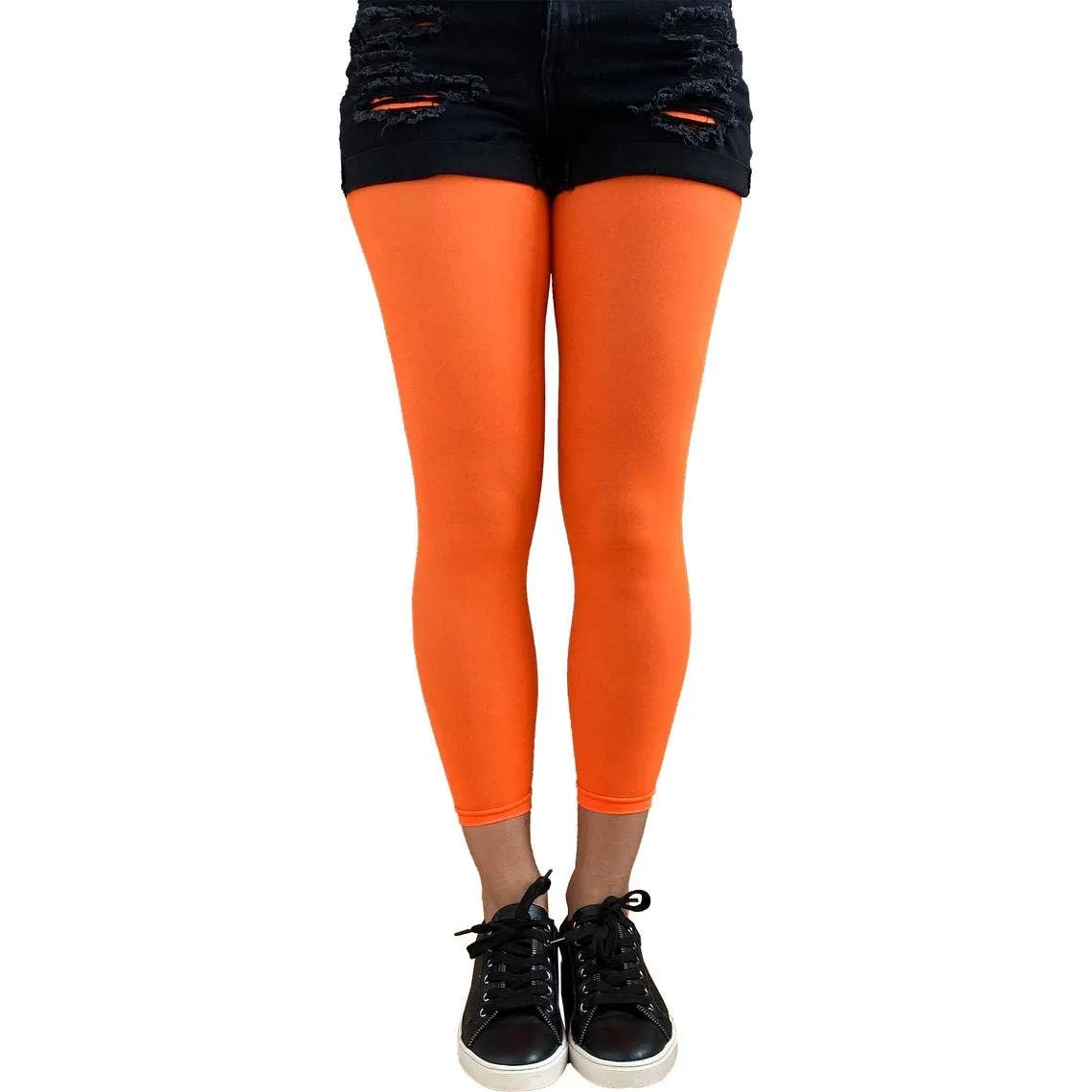 Neon Orange Opaque Footless Tights
