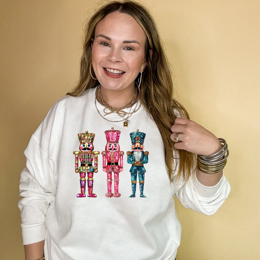 Online Exclusive | Glitter Nutcrackers Graphic Sweatshirt in Multiple Color Options