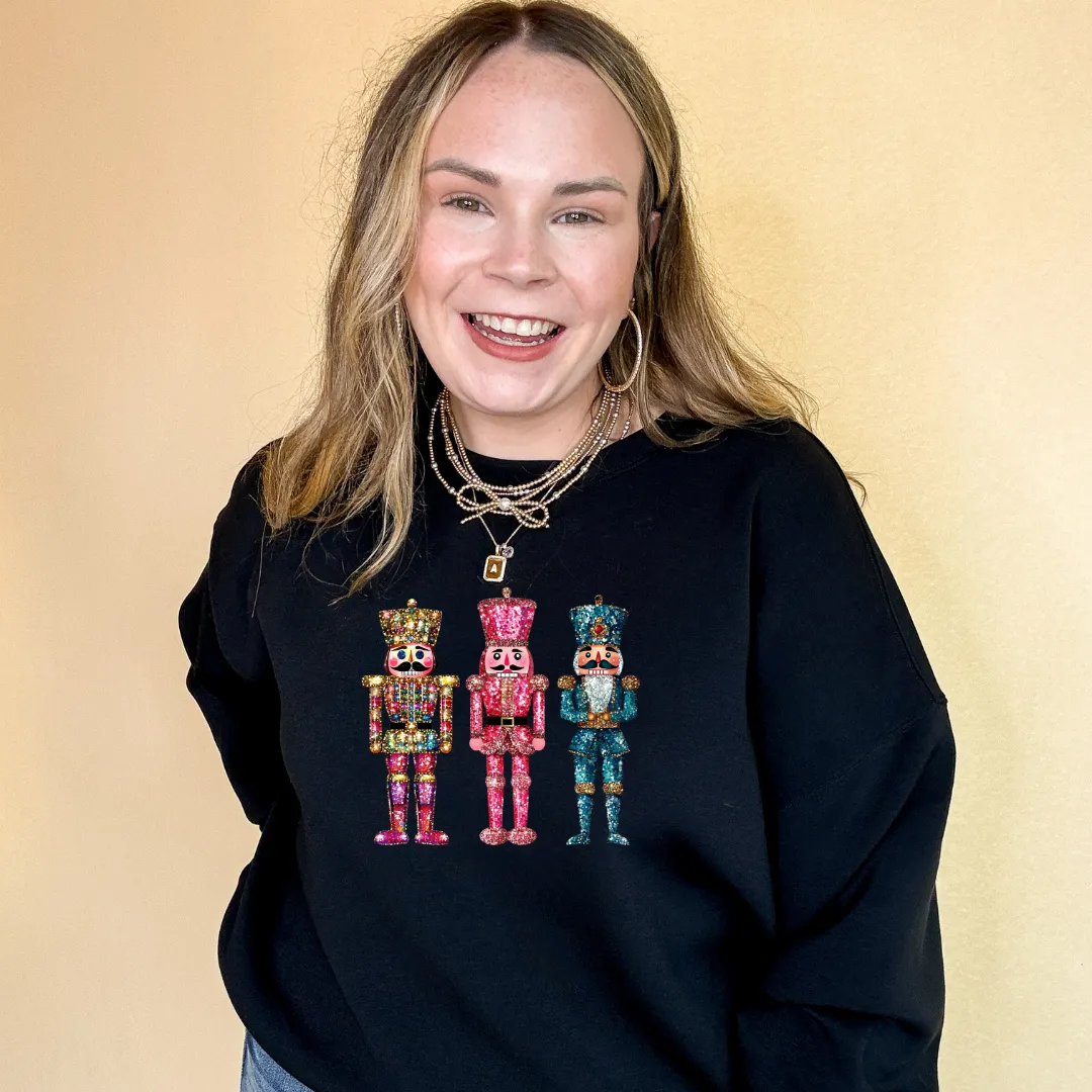 Online Exclusive | Glitter Nutcrackers Graphic Sweatshirt in Multiple Color Options