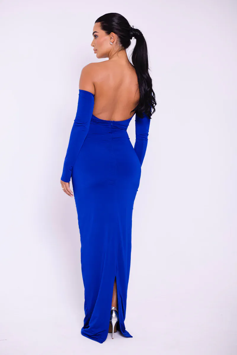 Peggy Diagonal Collar Long Sleeve Sexy Maxi Dress