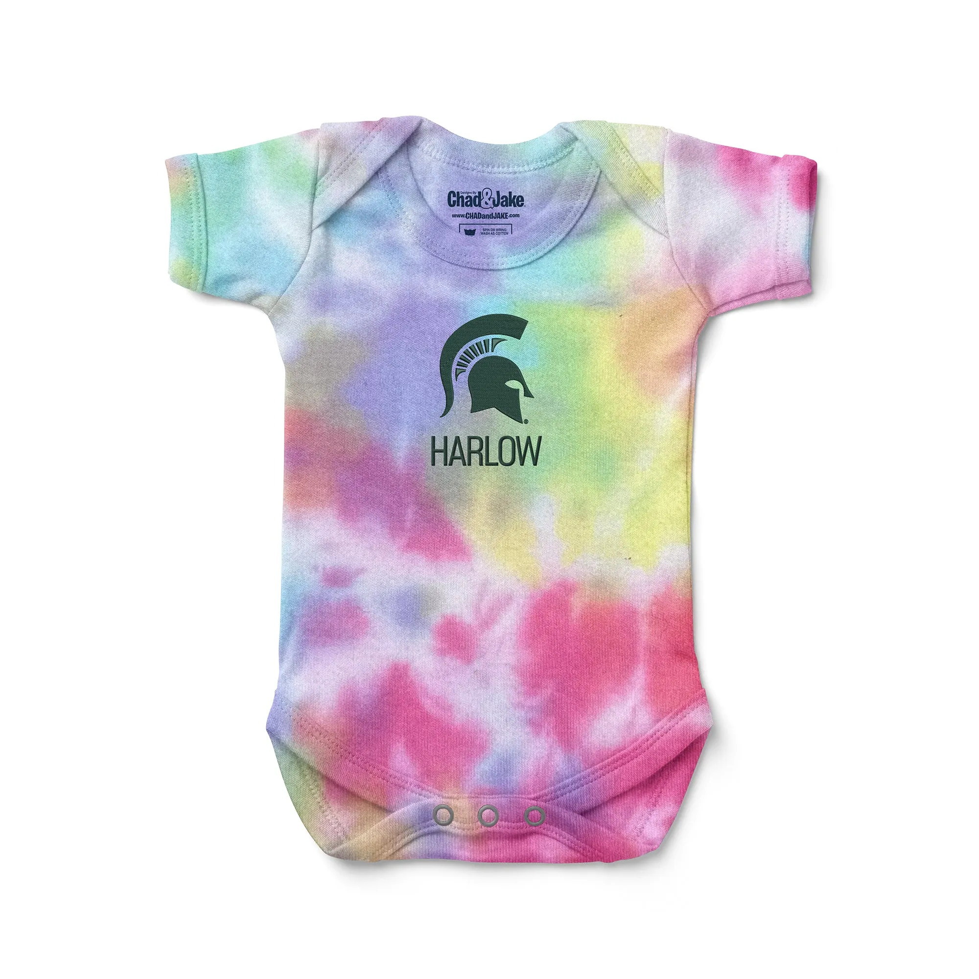 Personalized Michigan State Spartans Tie Dye Bodysuit