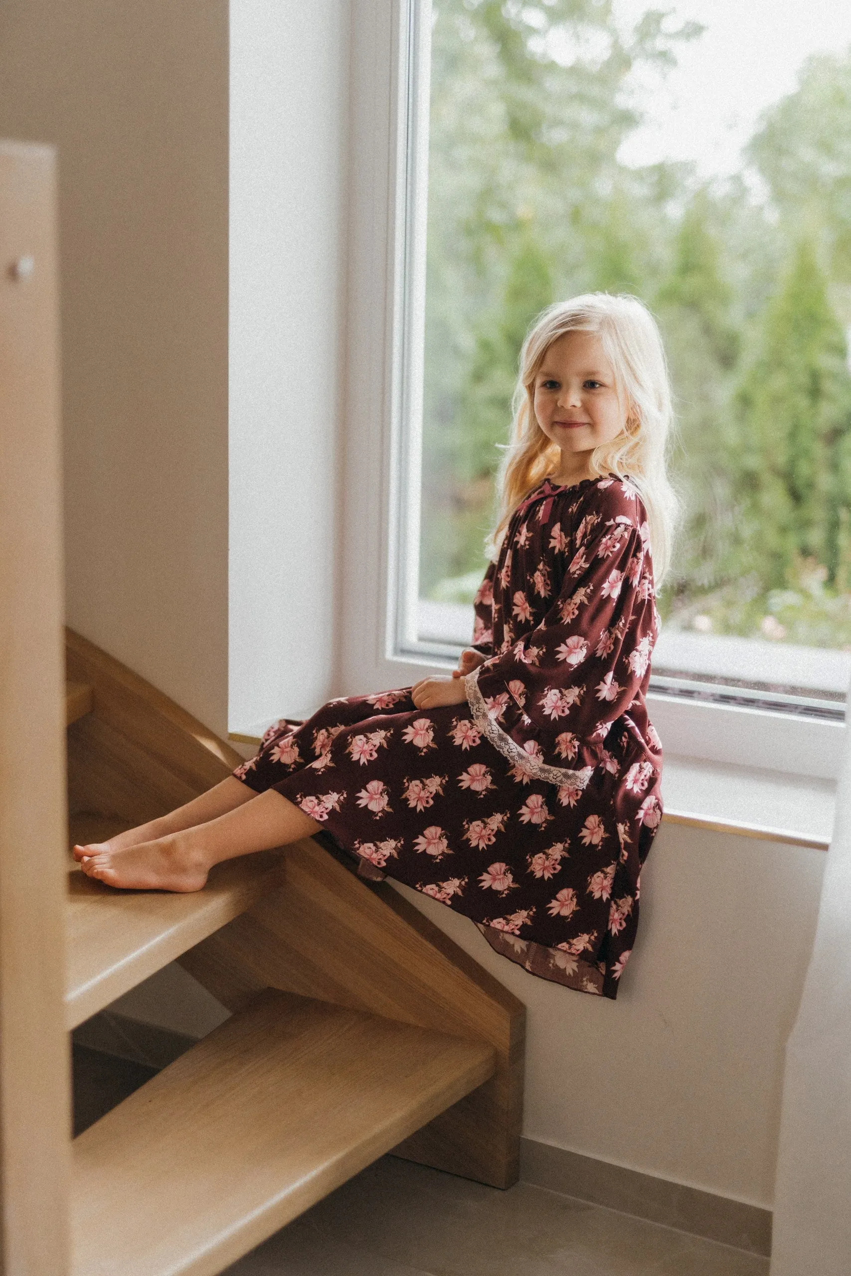 PHOEBE - GIRLS NIGHTDRESS BURGUNDY