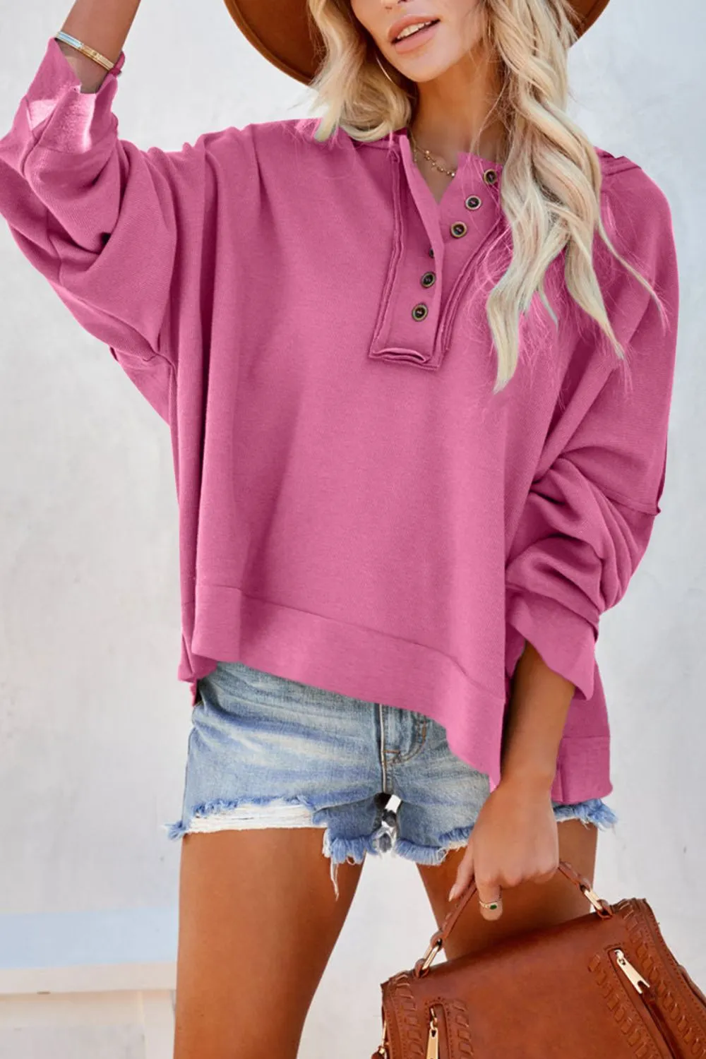 PRE:ORDER- QUARTER BUTTON DROPPED SHOULDER HOODIE
