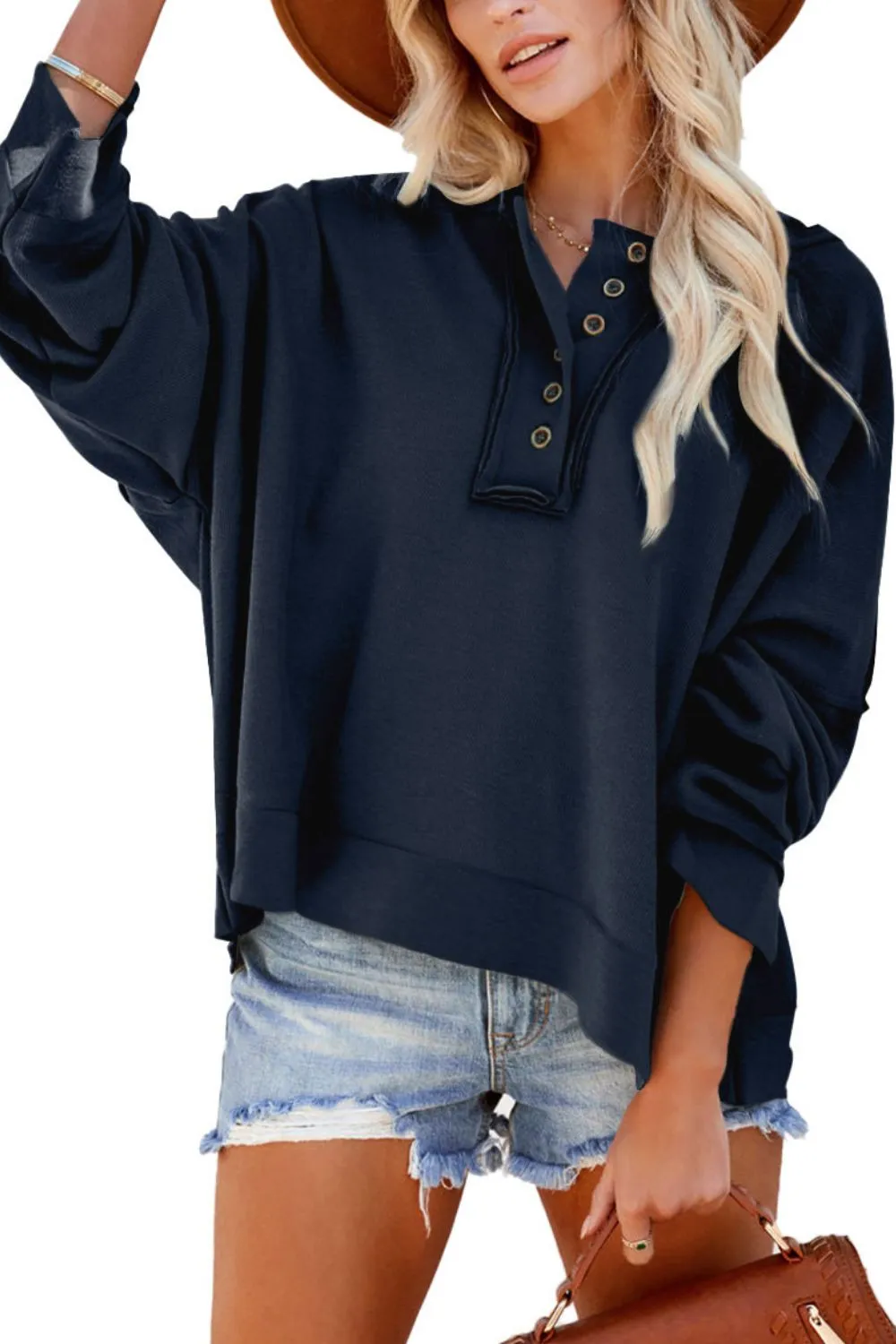 PRE:ORDER- QUARTER BUTTON DROPPED SHOULDER HOODIE