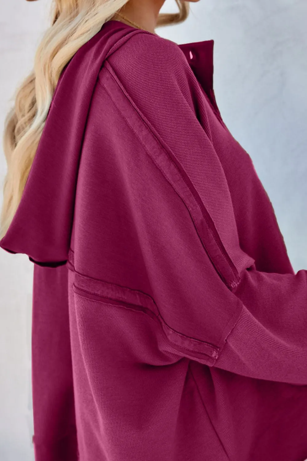 PRE:ORDER- QUARTER BUTTON DROPPED SHOULDER HOODIE