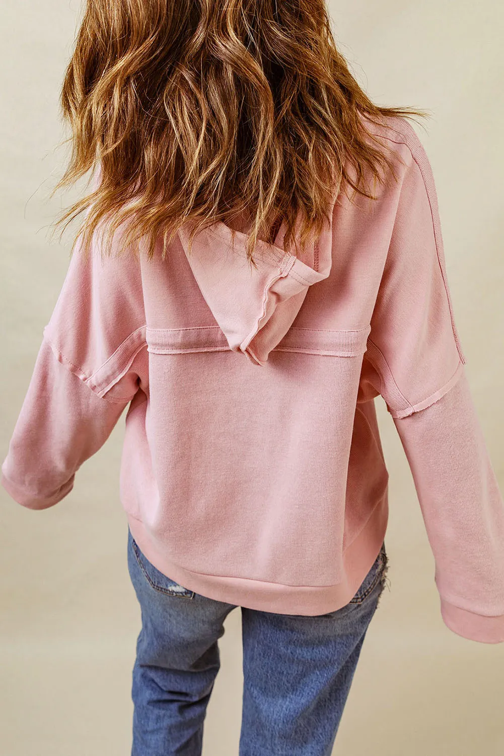 PRE:ORDER- QUARTER BUTTON DROPPED SHOULDER HOODIE