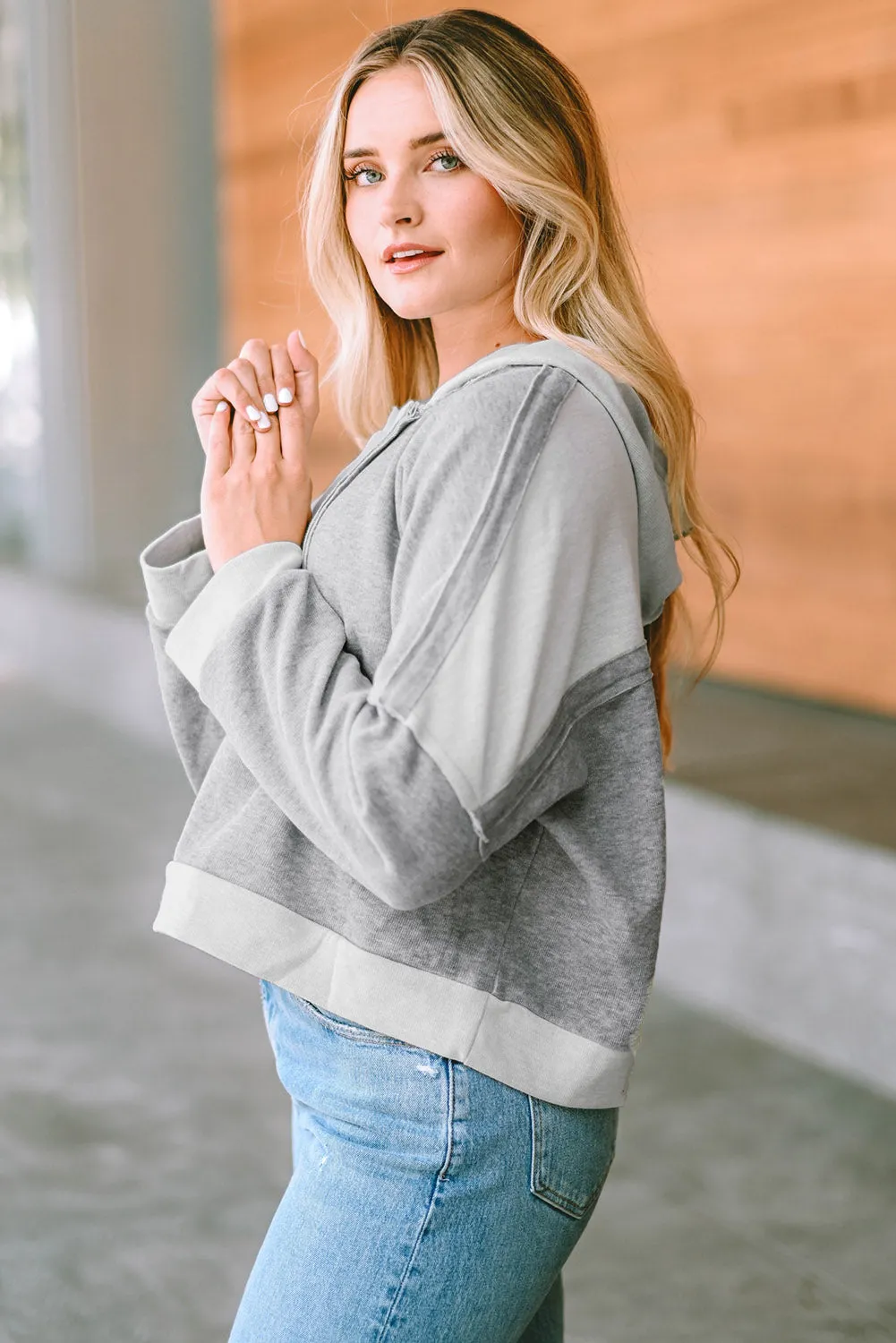 PRE:ORDER- QUARTER BUTTON DROPPED SHOULDER HOODIE