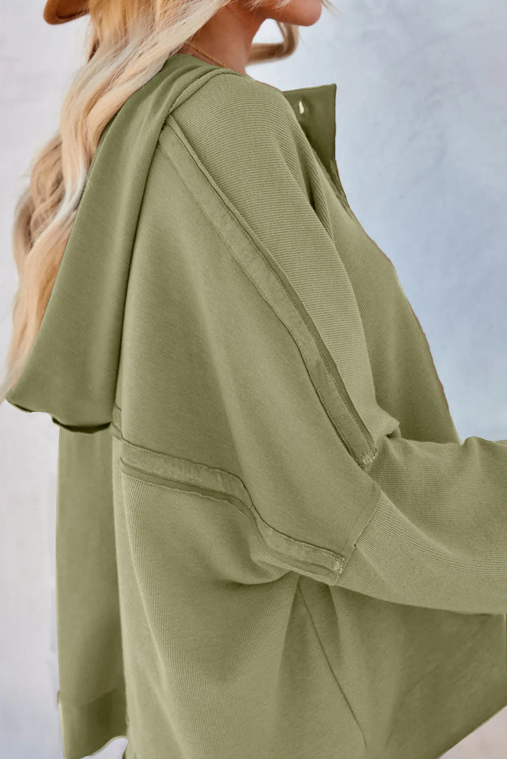 PRE:ORDER- QUARTER BUTTON DROPPED SHOULDER HOODIE