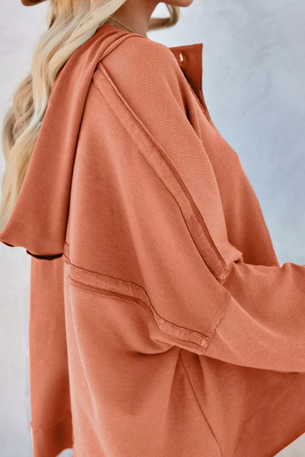 PRE:ORDER- QUARTER BUTTON DROPPED SHOULDER HOODIE