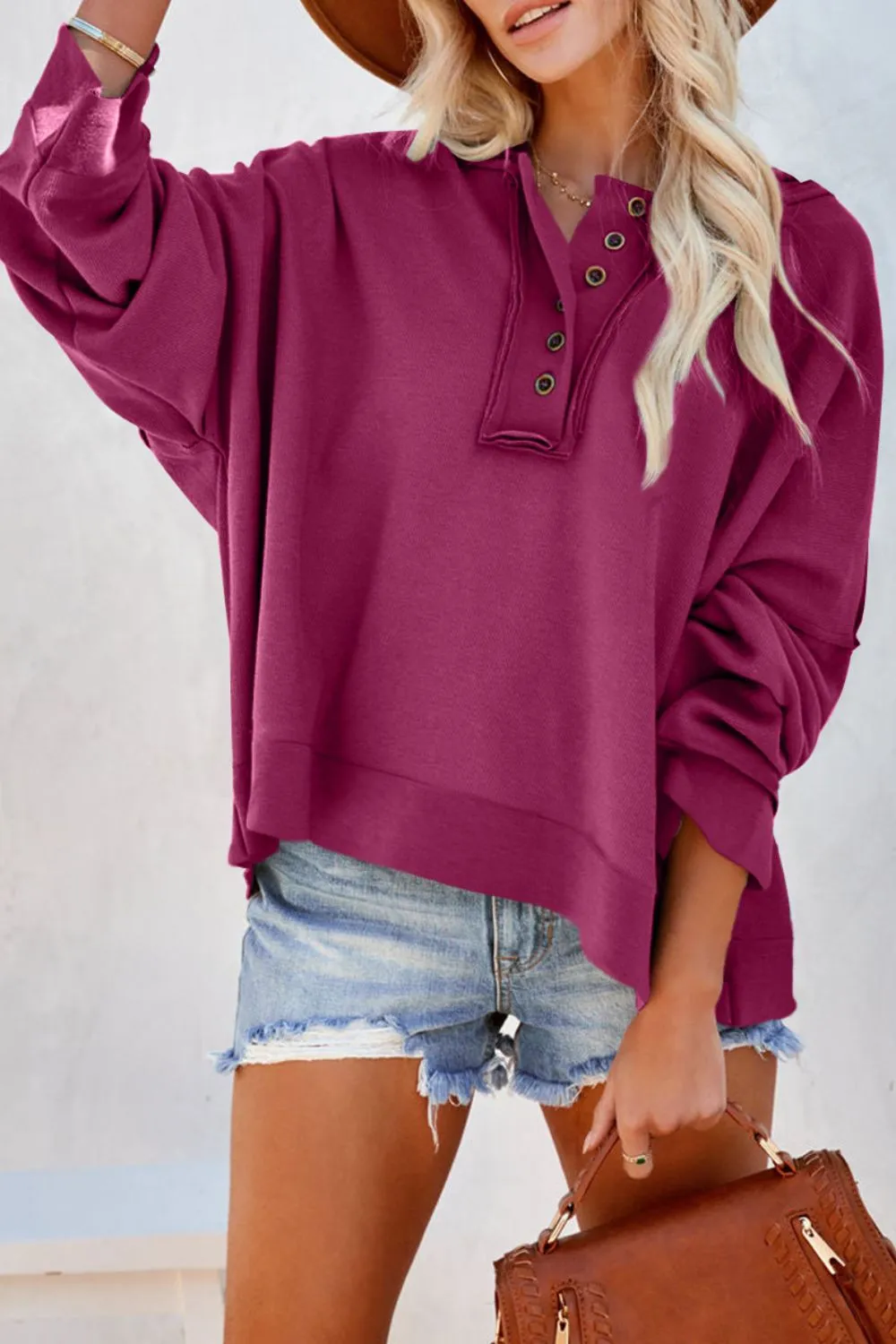 PRE:ORDER- QUARTER BUTTON DROPPED SHOULDER HOODIE