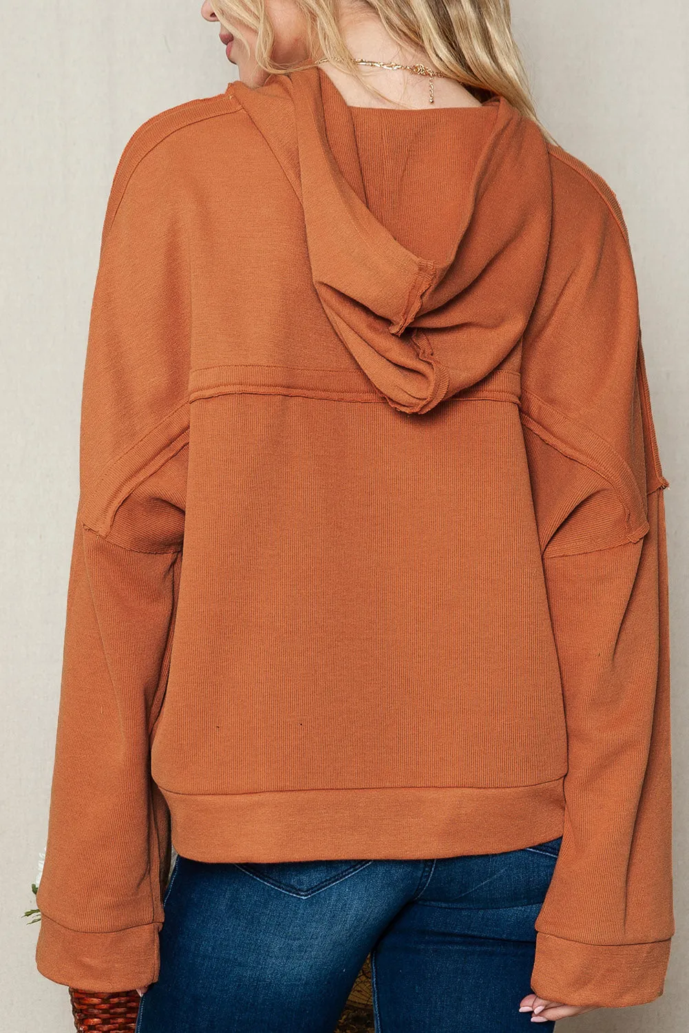 PRE:ORDER- QUARTER BUTTON DROPPED SHOULDER HOODIE
