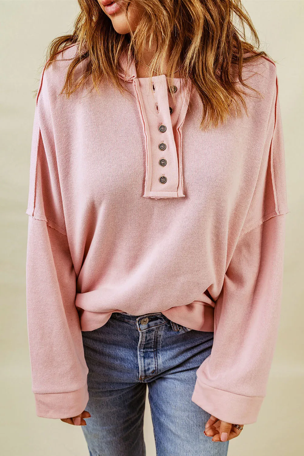 PRE:ORDER- QUARTER BUTTON DROPPED SHOULDER HOODIE