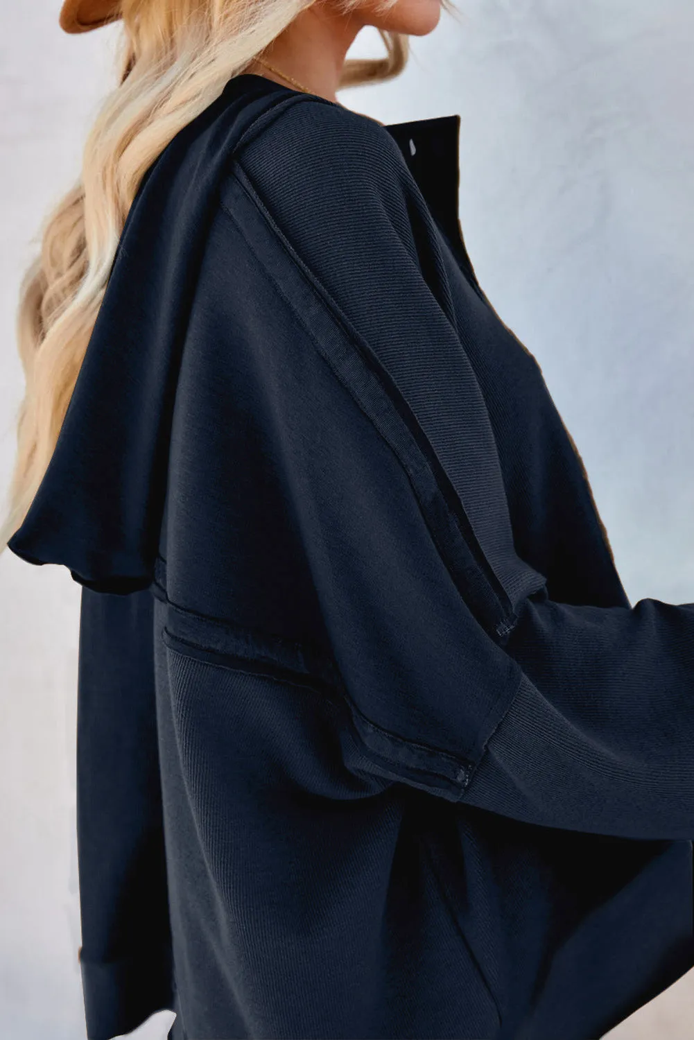 PRE:ORDER- QUARTER BUTTON DROPPED SHOULDER HOODIE
