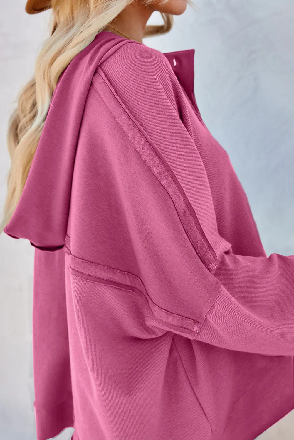 PRE:ORDER- QUARTER BUTTON DROPPED SHOULDER HOODIE