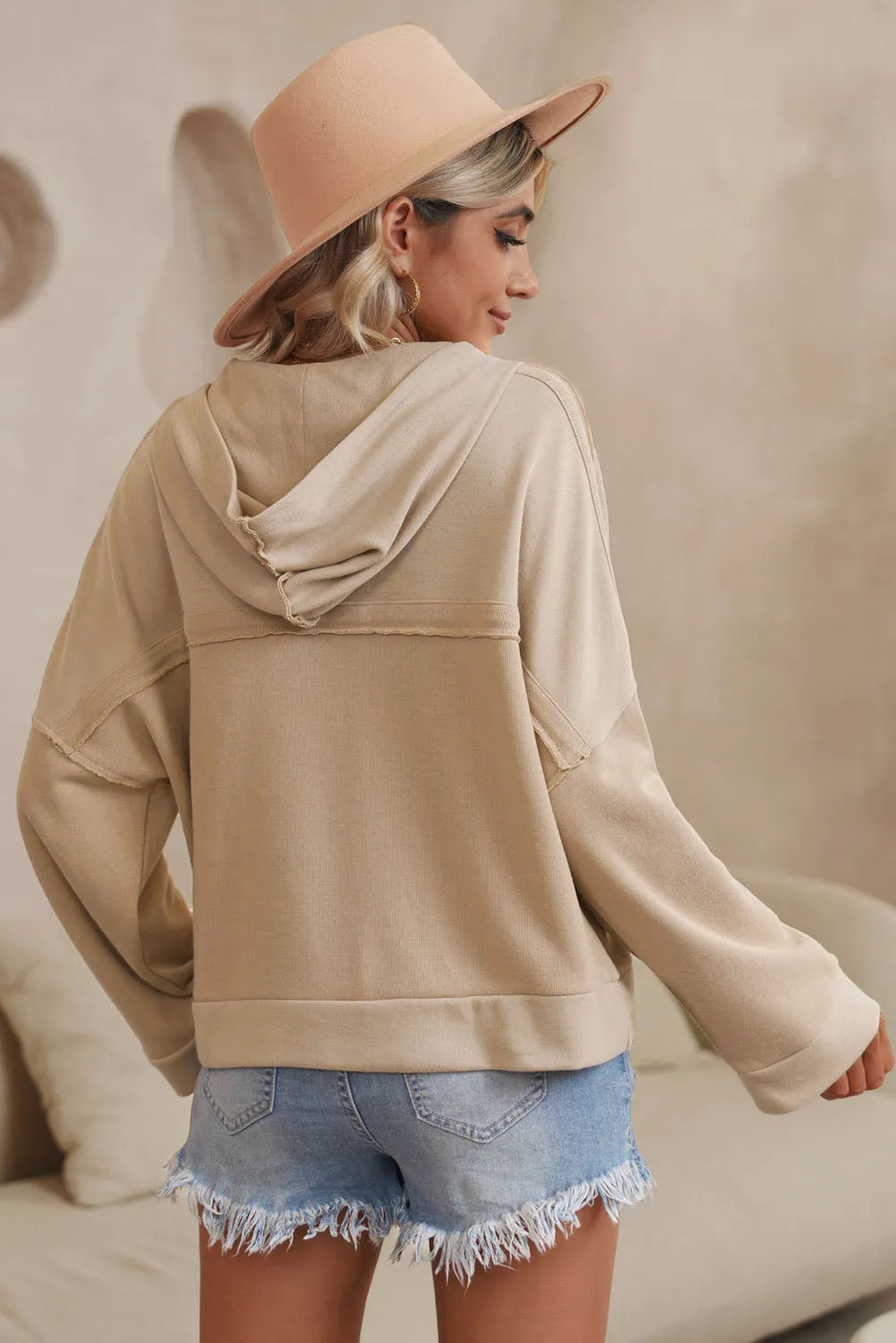 PRE:ORDER- QUARTER BUTTON DROPPED SHOULDER HOODIE