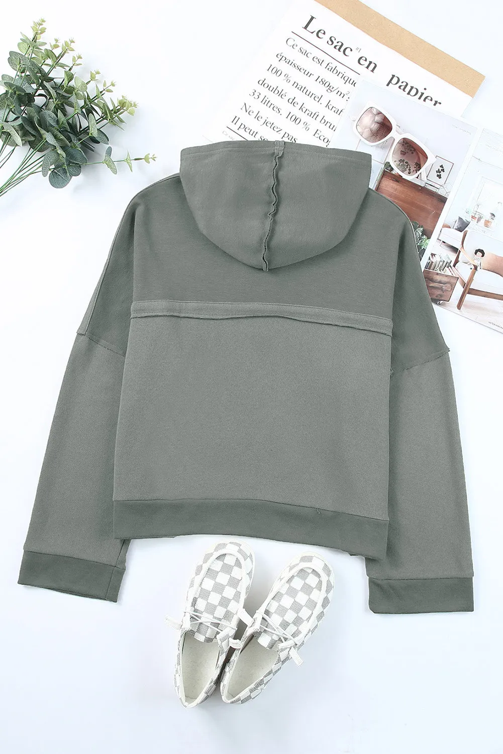 PRE:ORDER- QUARTER BUTTON DROPPED SHOULDER HOODIE