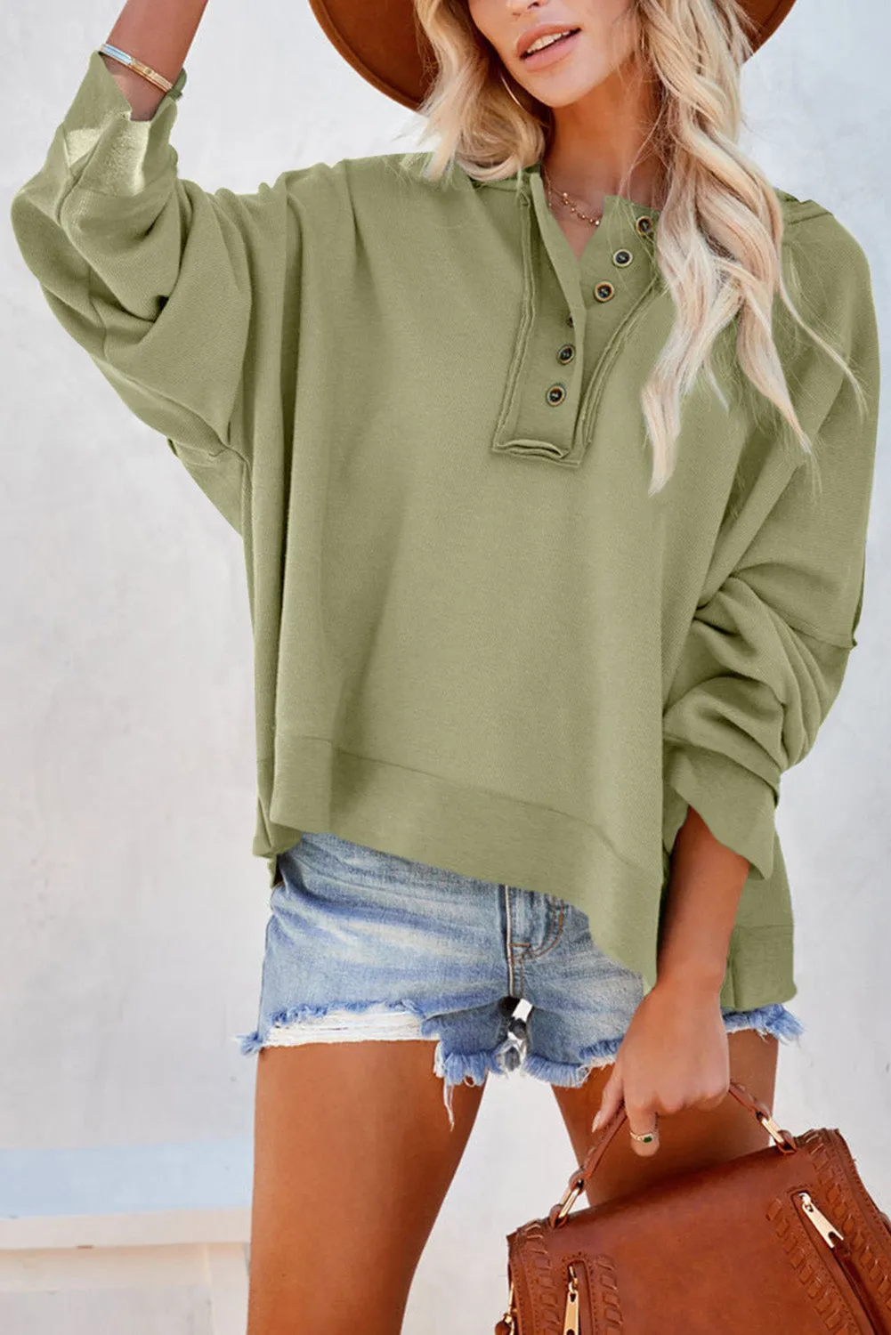 PRE:ORDER- QUARTER BUTTON DROPPED SHOULDER HOODIE