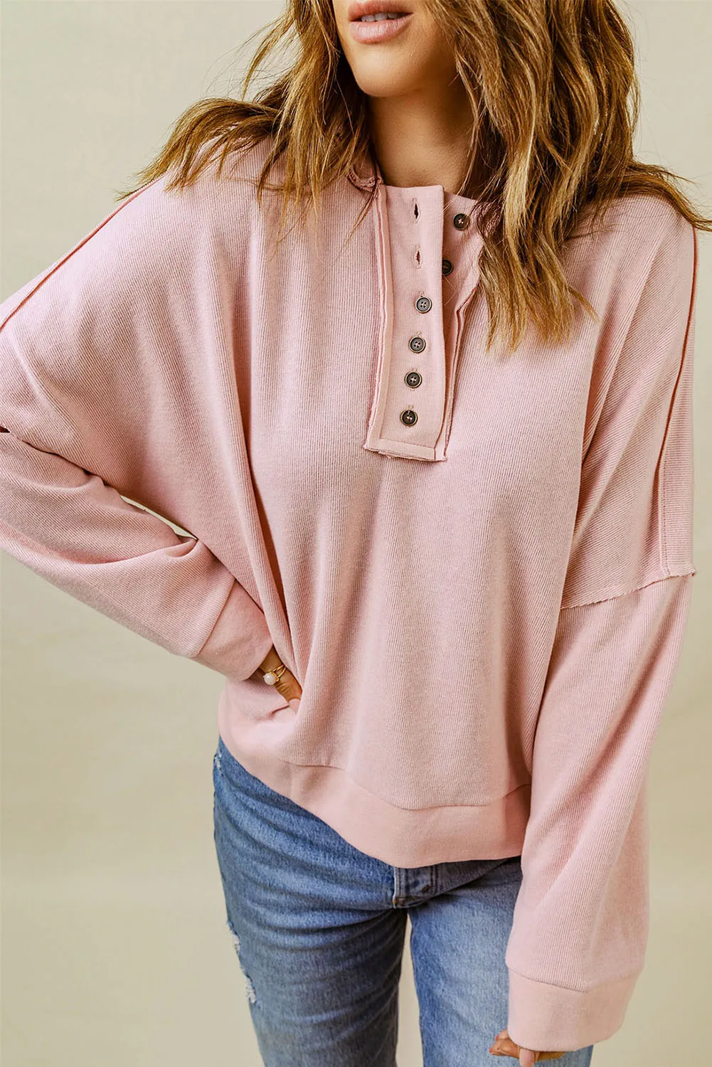 PRE:ORDER- QUARTER BUTTON DROPPED SHOULDER HOODIE