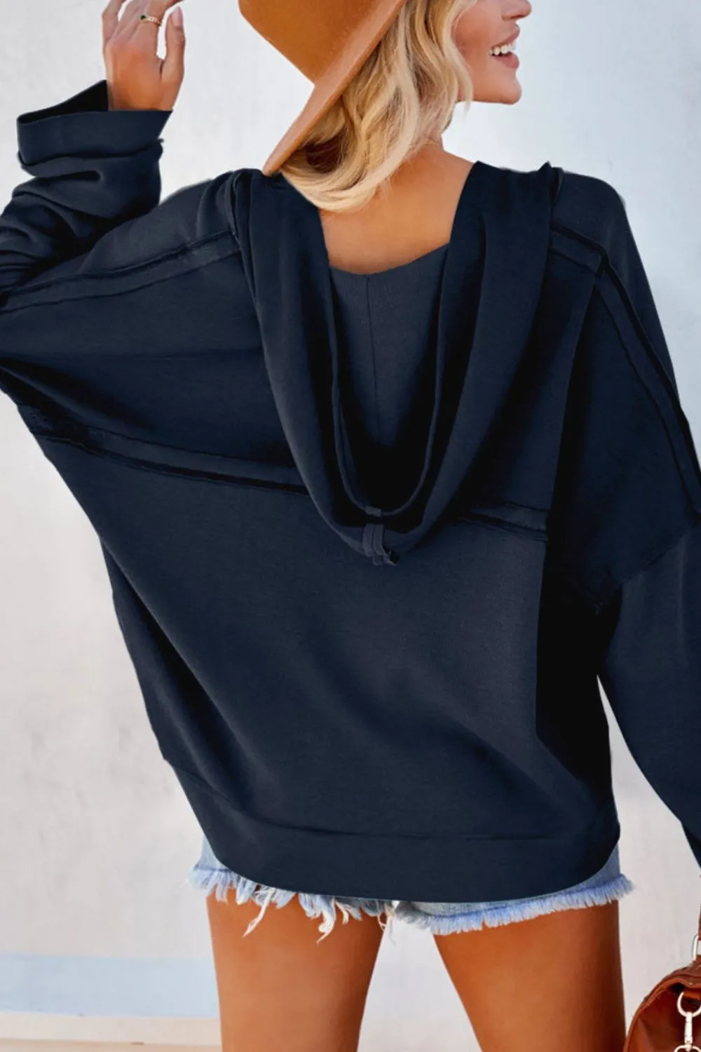 PRE:ORDER- QUARTER BUTTON DROPPED SHOULDER HOODIE