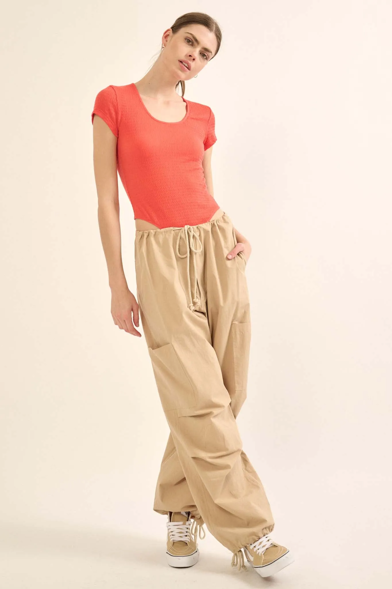 Promise the Label Smocked Jersey Scoop Bodysuit
