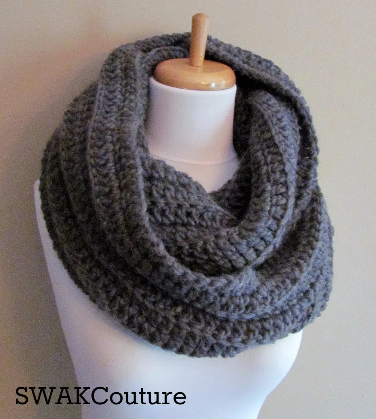 Ribbed Eternity Scarf 100% Wool - Red or Choose Your Color
