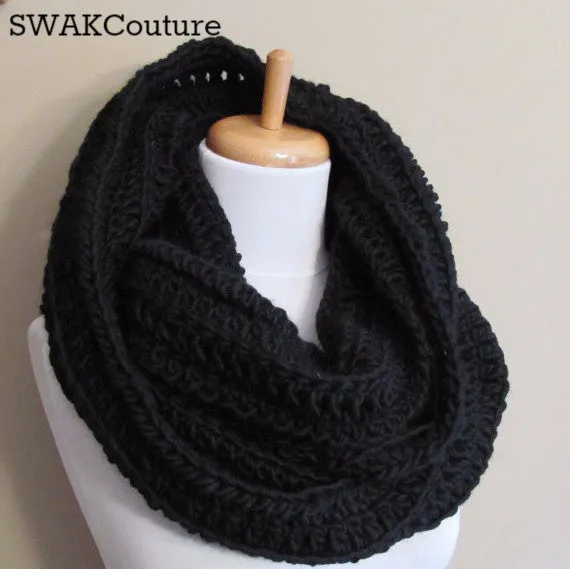Ribbed Eternity Scarf 100% Wool - Red or Choose Your Color
